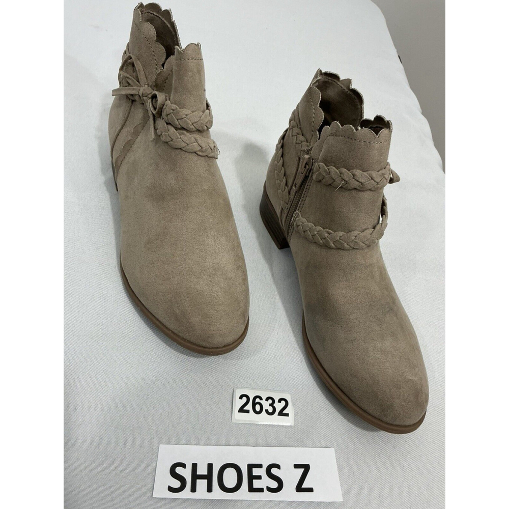 Girls So Size 3 Tan Zipper Ankle Boot Braided Strap